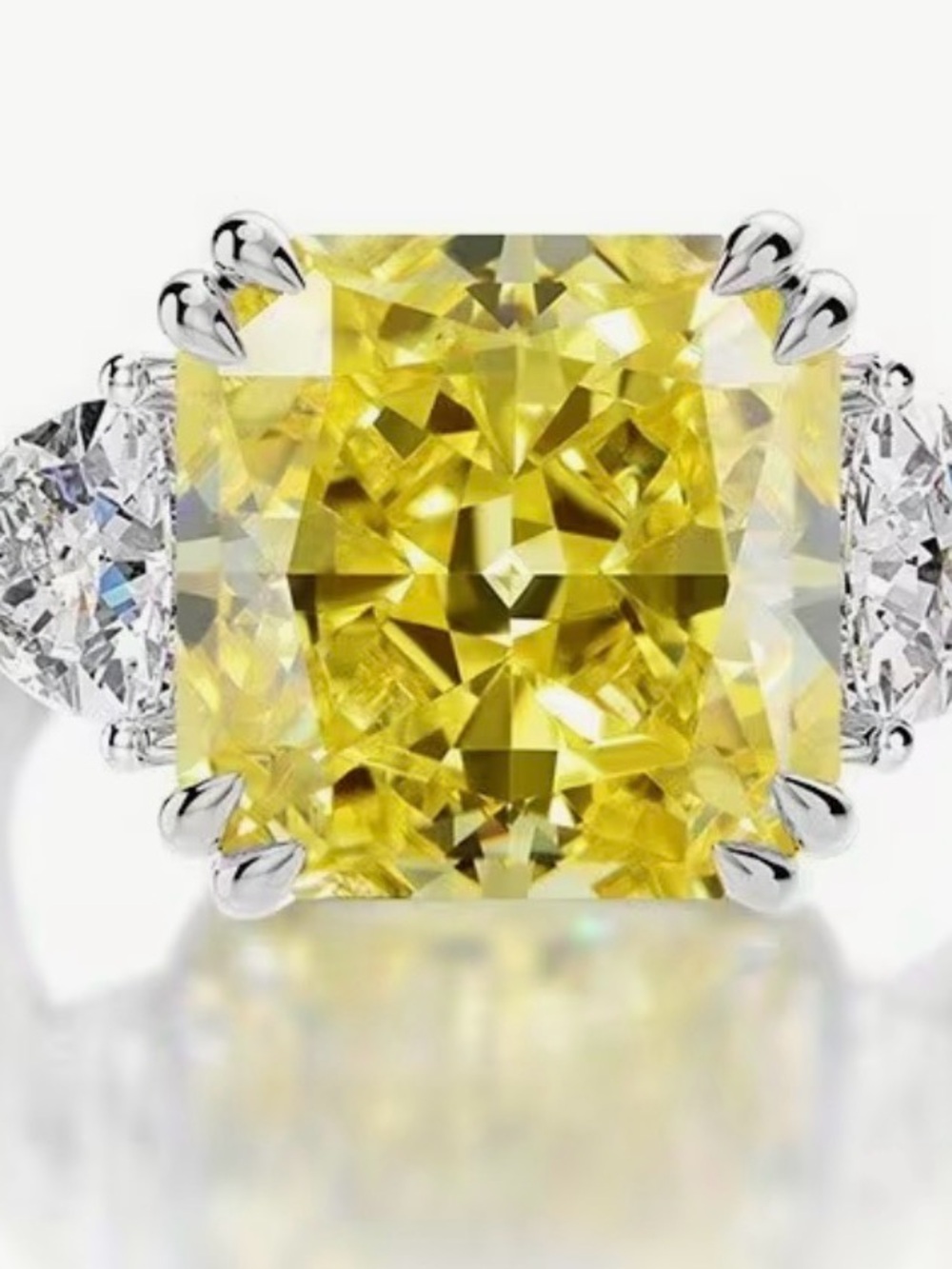 Stunning Yellow Moissanite Ring,5 carat Square cut set in S925 Silver w/GRA Cert